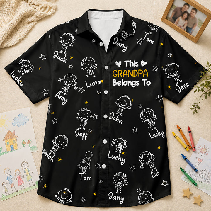 Personalized Hawaiian Shirt Custom Name Family Matching Shirt Grandpa Belongs To Custom Vacation Gift for Dad Grandpa Family Lovers