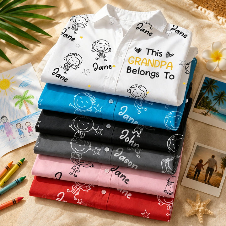 Personalized Hawaiian Shirt Custom Name Family Matching Shirt Grandpa Belongs To Custom Vacation Gift for Dad Grandpa Family Lovers