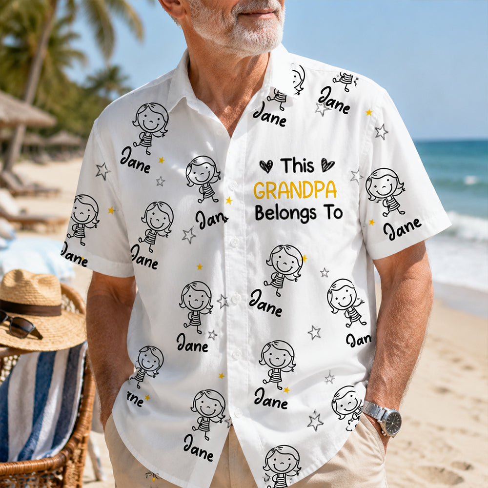 Personalized Hawaiian Shirt Custom Name Family Matching Shirt Grandpa Belongs To Custom Vacation Gift for Dad Grandpa Family Lovers