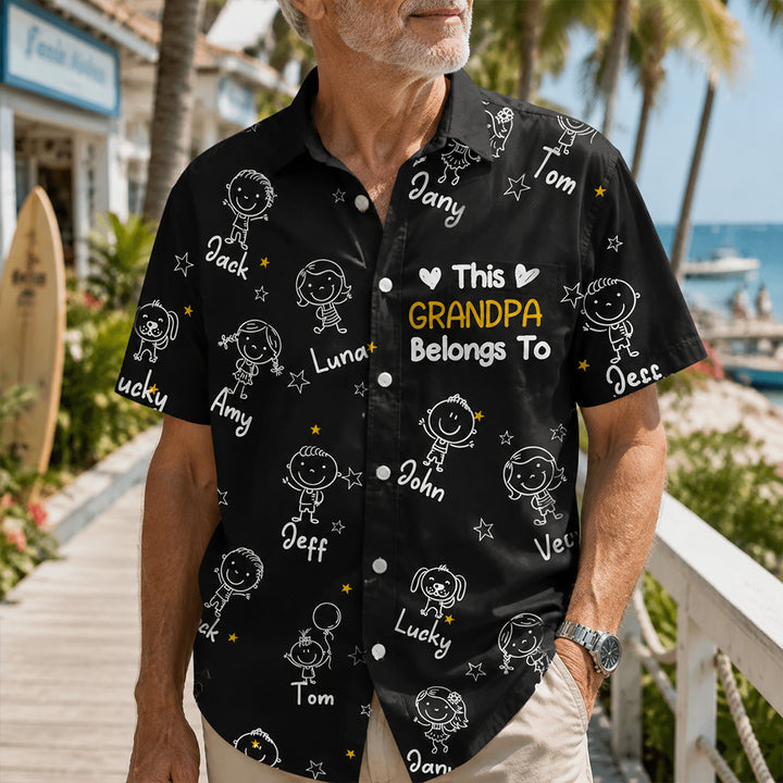 Personalized Hawaiian Shirt Custom Name Family Matching Shirt Grandpa Belongs To Custom Vacation Gift for Dad Grandpa Family Lovers