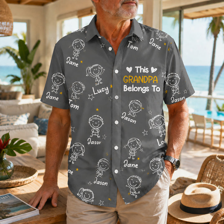 Personalized Hawaiian Shirt Custom Name Family Matching Shirt Grandpa Belongs To Custom Vacation Gift for Dad Grandpa Family Lovers