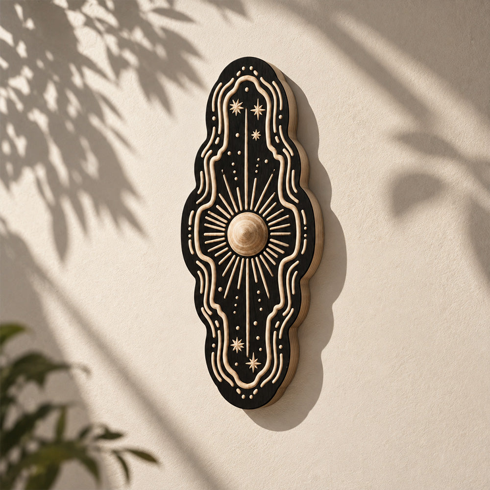 Halloween Danger Skull and Evil Eye Wooden Wall Hanging Miniature Woodcut Spooky Home Decor