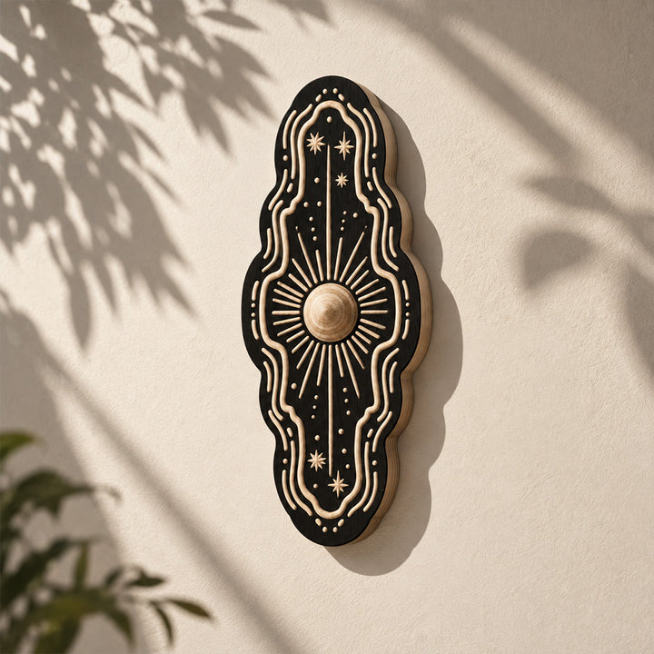 Halloween Danger Skull and Evil Eye Wooden Wall Hanging Miniature Woodcut Spooky Home Decor