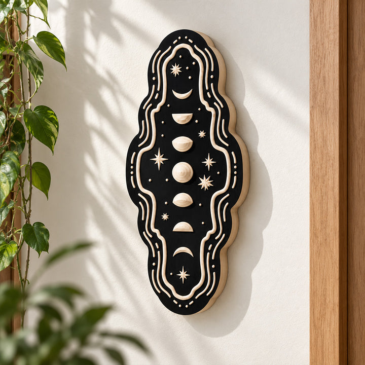 Halloween Danger Skull and Evil Eye Wooden Wall Hanging Miniature Woodcut Spooky Home Decor