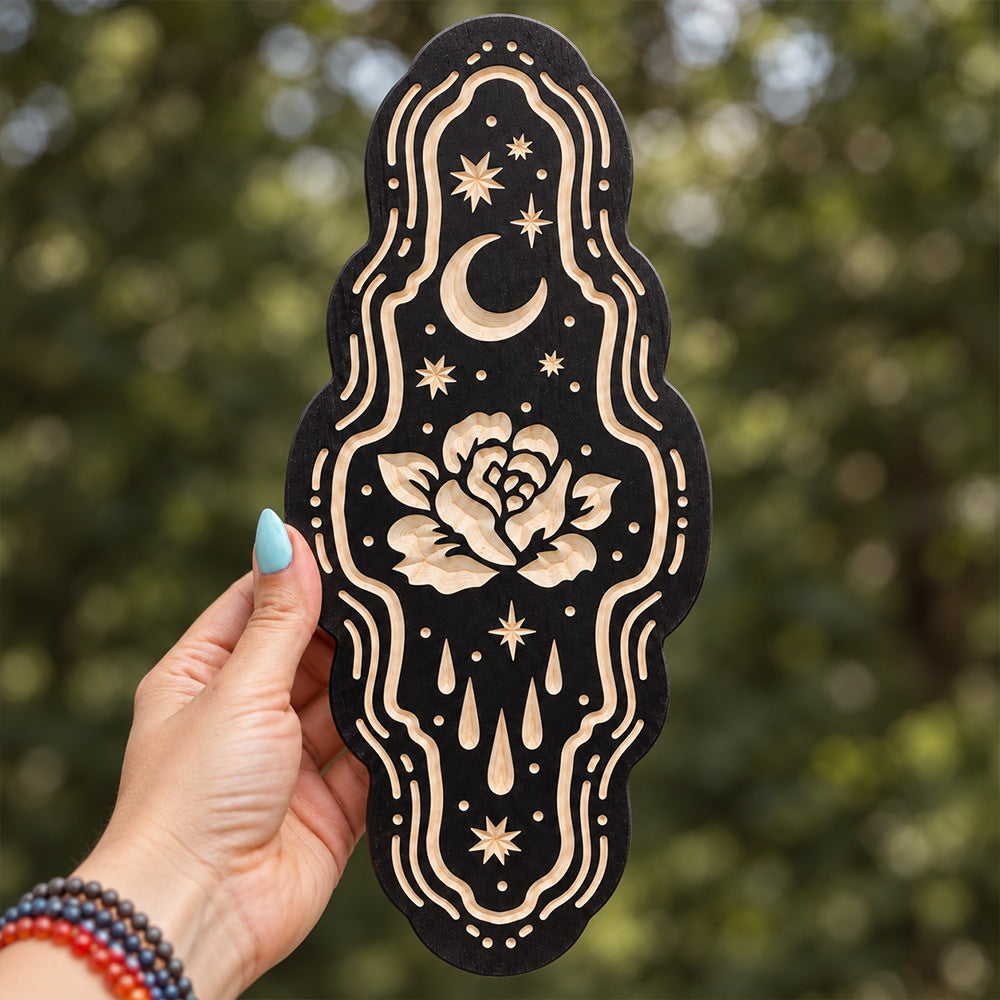 Halloween Danger Skull and Evil Eye Wooden Wall Hanging Miniature Woodcut Spooky Home Decor