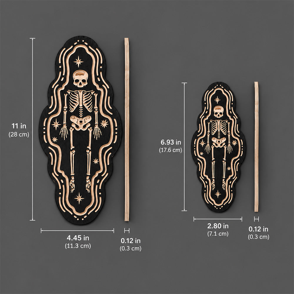 Halloween Danger Skull and Evil Eye Wooden Wall Hanging Miniature Woodcut Spooky Home Decor