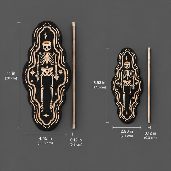 Halloween Danger Skull and Evil Eye Wooden Wall Hanging Miniature Woodcut Spooky Home Decor