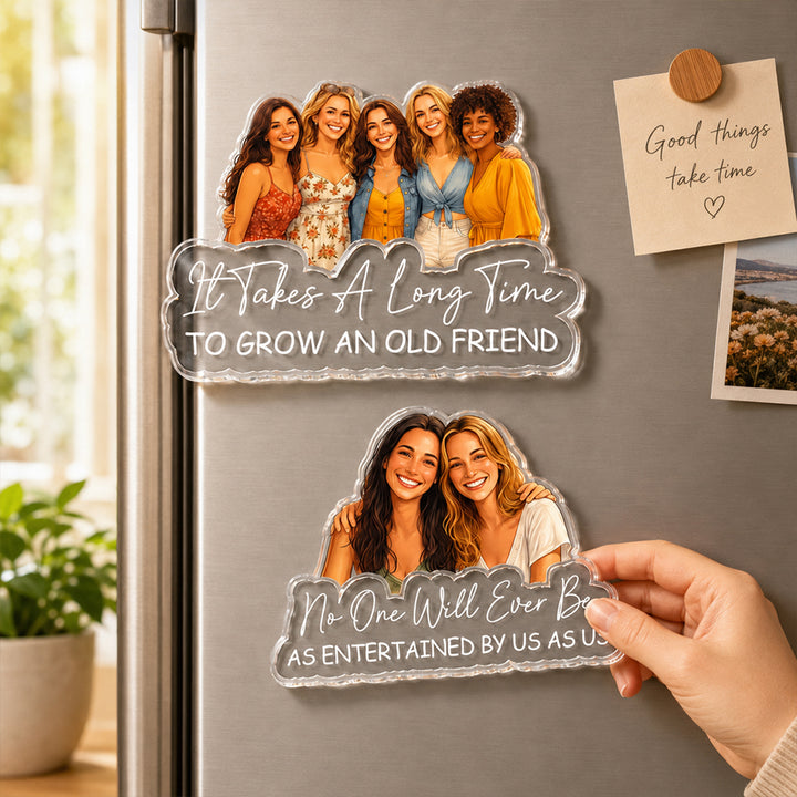 Personalized Semi Realistic Photo Acrylic Portrait Keepsake Keychain Fridge Magnet Car Hanger Visor Clip Gift to Capture Precious Moments with Best Friend