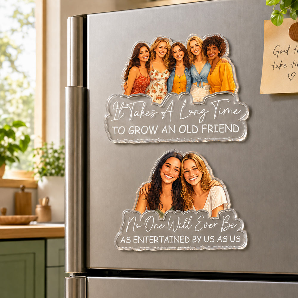 Personalized Semi Realistic Photo Acrylic Portrait Keepsake Keychain Fridge Magnet Car Hanger Visor Clip Gift to Capture Precious Moments with Best Friend