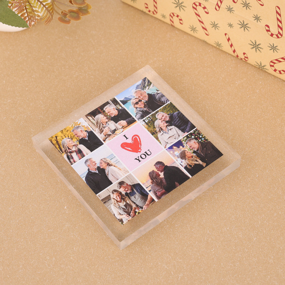 Echoment - Personalized "I Love You in Each Moment" 8 Photo Collage Acrylic Plaque Custom Couple Picture Keepsake Anniversary &amp; Valentine&