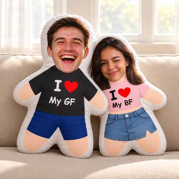 Always By Your Side - Personalized Custom Photo Face Pillow Sweet Mini Me Doll Cushion Perfect Gift for Boyfriend Girlfriend