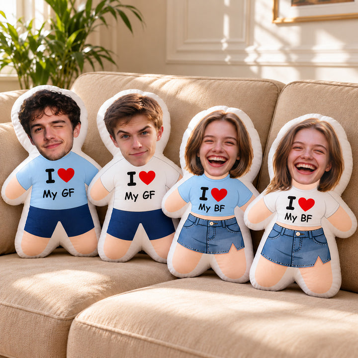 Always By Your Side - Personalized Custom Photo Face Pillow Sweet Mini Me Doll Cushion Perfect Gift for Boyfriend Girlfriend