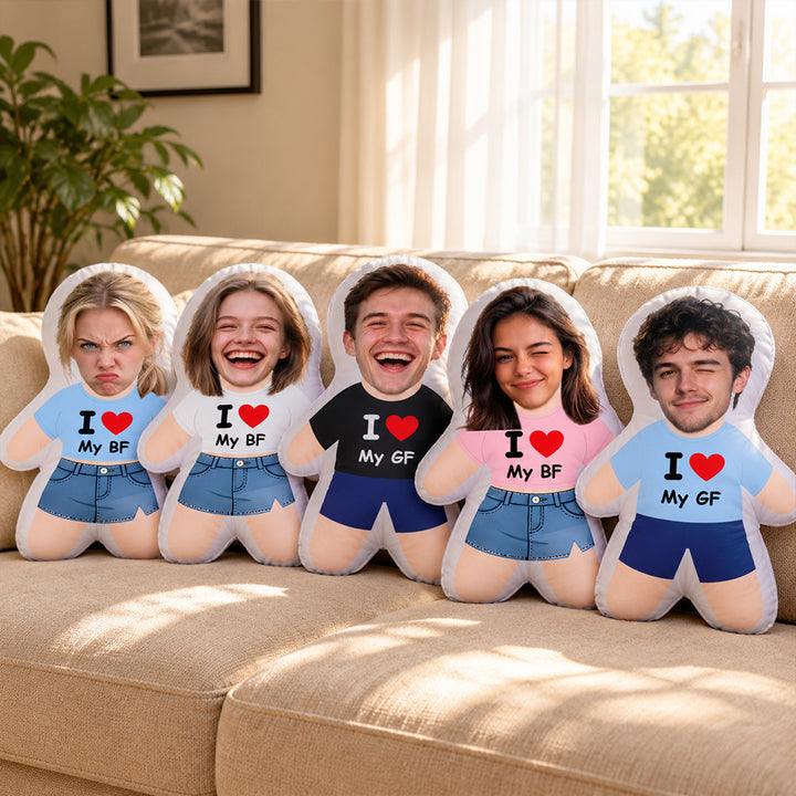 Always By Your Side - Personalized Custom Photo Face Pillow Sweet Mini Me Doll Cushion Perfect Gift for Boyfriend Girlfriend
