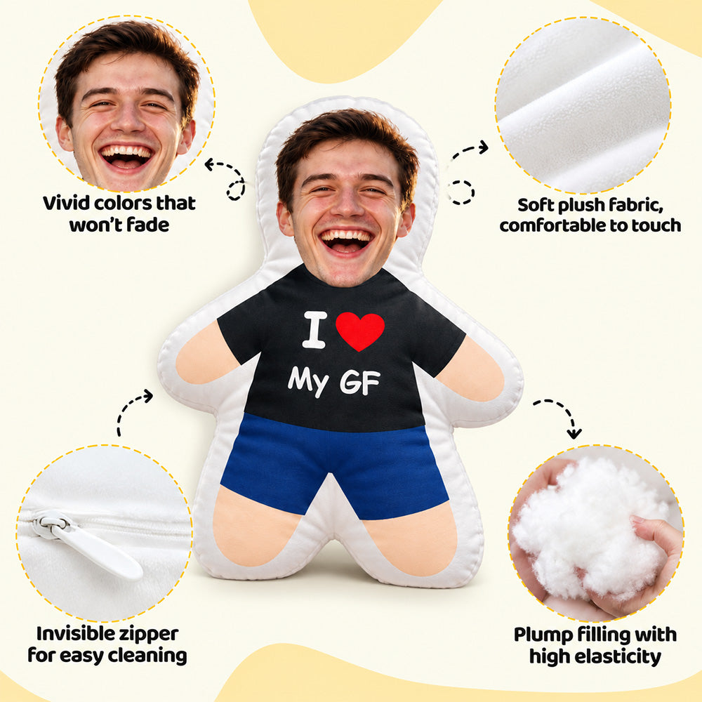 Always By Your Side - Personalized Custom Photo Face Pillow Sweet Mini Me Doll Cushion Perfect Gift for Boyfriend Girlfriend