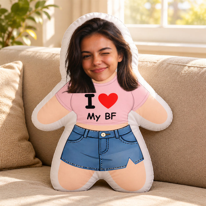 Always By Your Side - Personalized Custom Photo Face Pillow Sweet Mini Me Doll Cushion Perfect Gift for Boyfriend Girlfriend