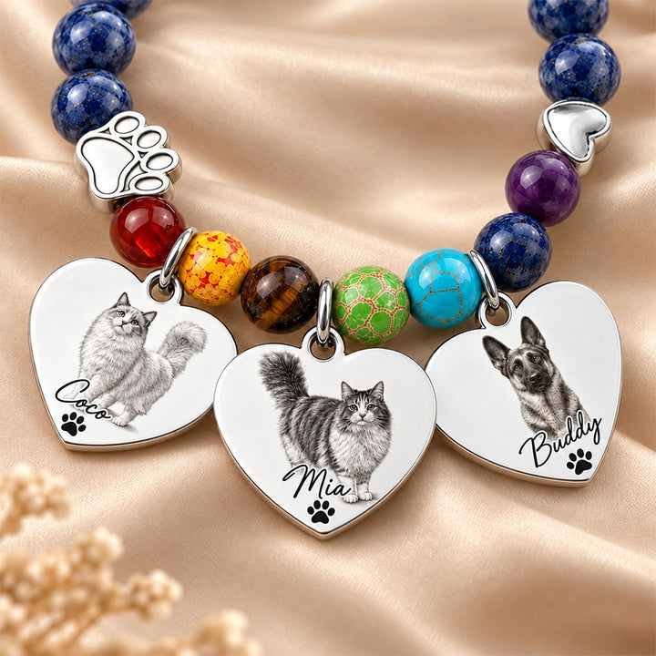 Always In My Heart - Personalized Pet Loss Memorial Bracelet Custom Dog Cat Sympathy Gift For Women