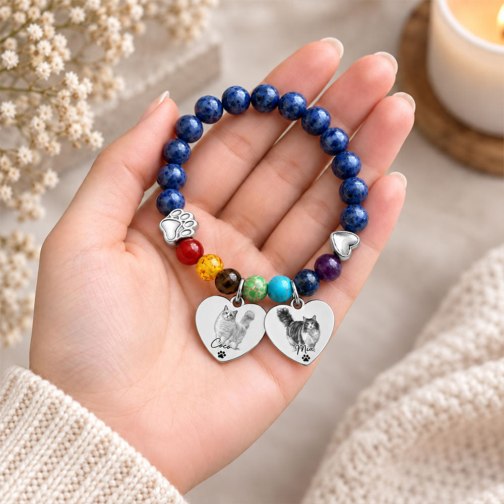 Always In My Heart - Personalized Pet Loss Memorial Bracelet Custom Dog Cat Sympathy Gift For Women