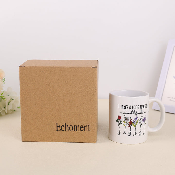 Echoment - Personalized Friendship Mug Birth Flower Custom Name Bestie Birthday Gift 11oz