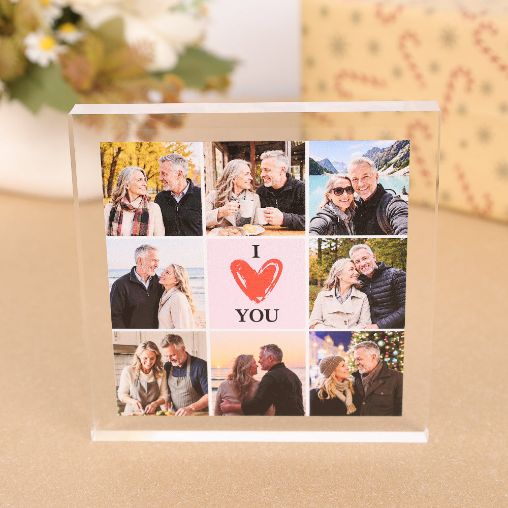 Echoment - Personalized "I Love You in Each Moment" 8 Photo Collage Acrylic Plaque Custom Couple Picture Keepsake Anniversary &amp; Valentine&