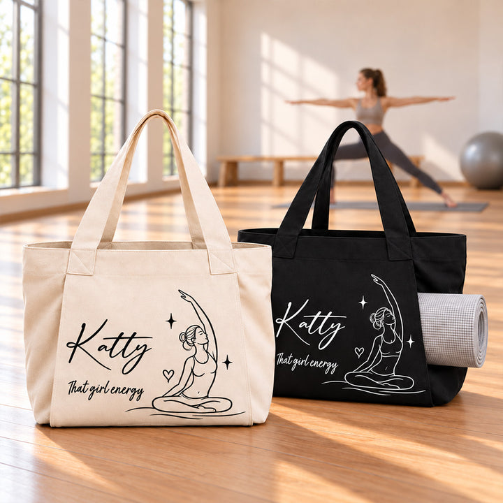 Find Your Inner Peace - Personalized Yoga Bag Custom Name Y Tote Bag with Zipper Fitness Gym Handbag Inspirational Birthday Gift for Women Friends