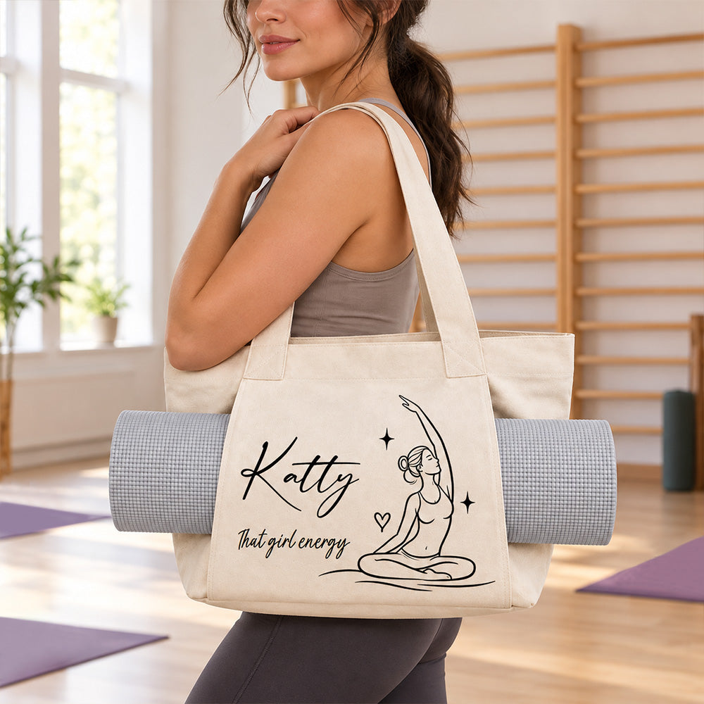 Find Your Inner Peace - Personalized Yoga Bag Custom Name Y Tote Bag with Zipper Fitness Gym Handbag Inspirational Birthday Gift for Women Friends
