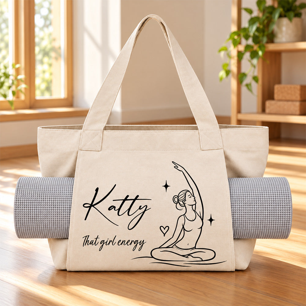 Find Your Inner Peace - Personalized Yoga Bag Custom Name Y Tote Bag with Zipper Fitness Gym Handbag Inspirational Birthday Gift for Women Friends