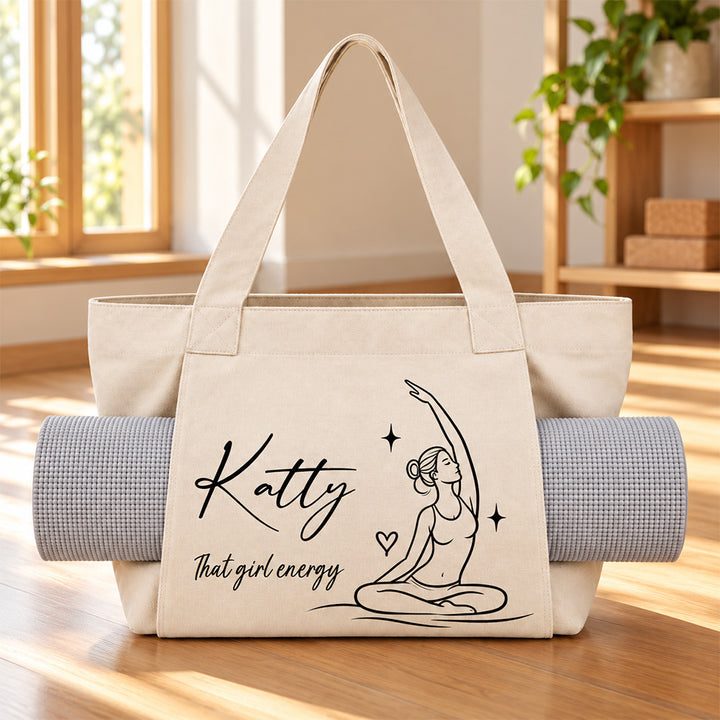 Find Your Inner Peace - Personalized Yoga Bag Custom Name Y Tote Bag with Zipper Fitness Gym Handbag Inspirational Birthday Gift for Women Friends
