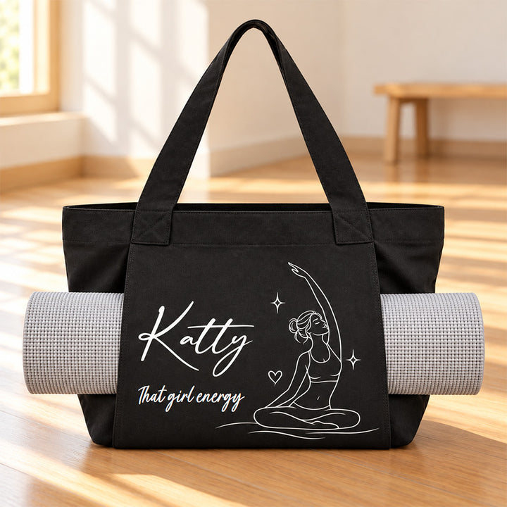 Find Your Inner Peace - Personalized Yoga Bag Custom Name Y Tote Bag with Zipper Fitness Gym Handbag Inspirational Birthday Gift for Women Friends