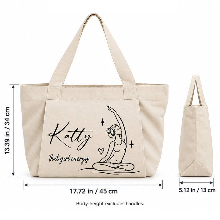 Find Your Inner Peace - Personalized Yoga Bag Custom Name Y Tote Bag with Zipper Fitness Gym Handbag Inspirational Birthday Gift for Women Friends