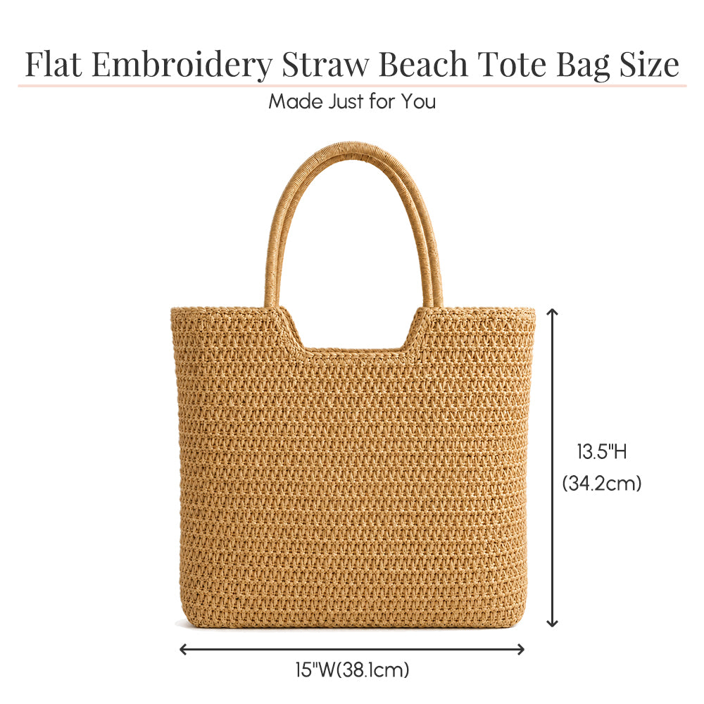 Personalized Flat Embroidery Straw Beach Tote Bag Custom Name Bachelorette Summer Gift for Her