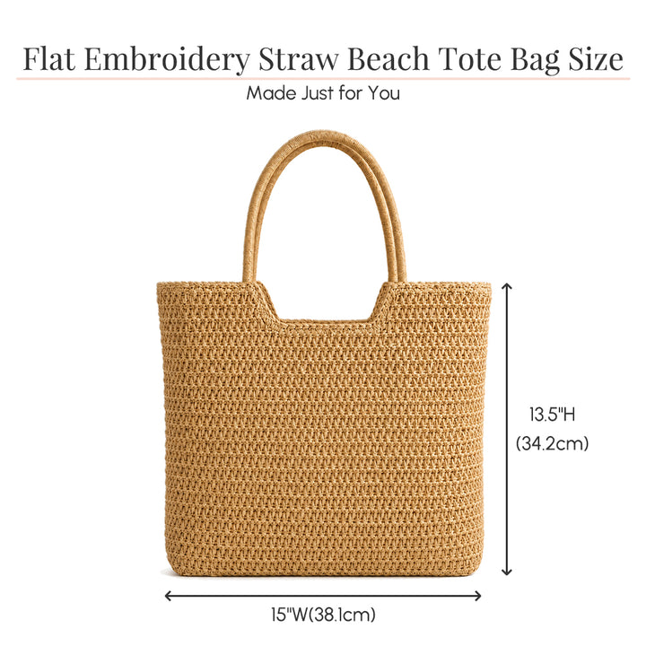 Personalized Flat Embroidery Straw Beach Tote Bag Custom Name Bachelorette Summer Gift for Her