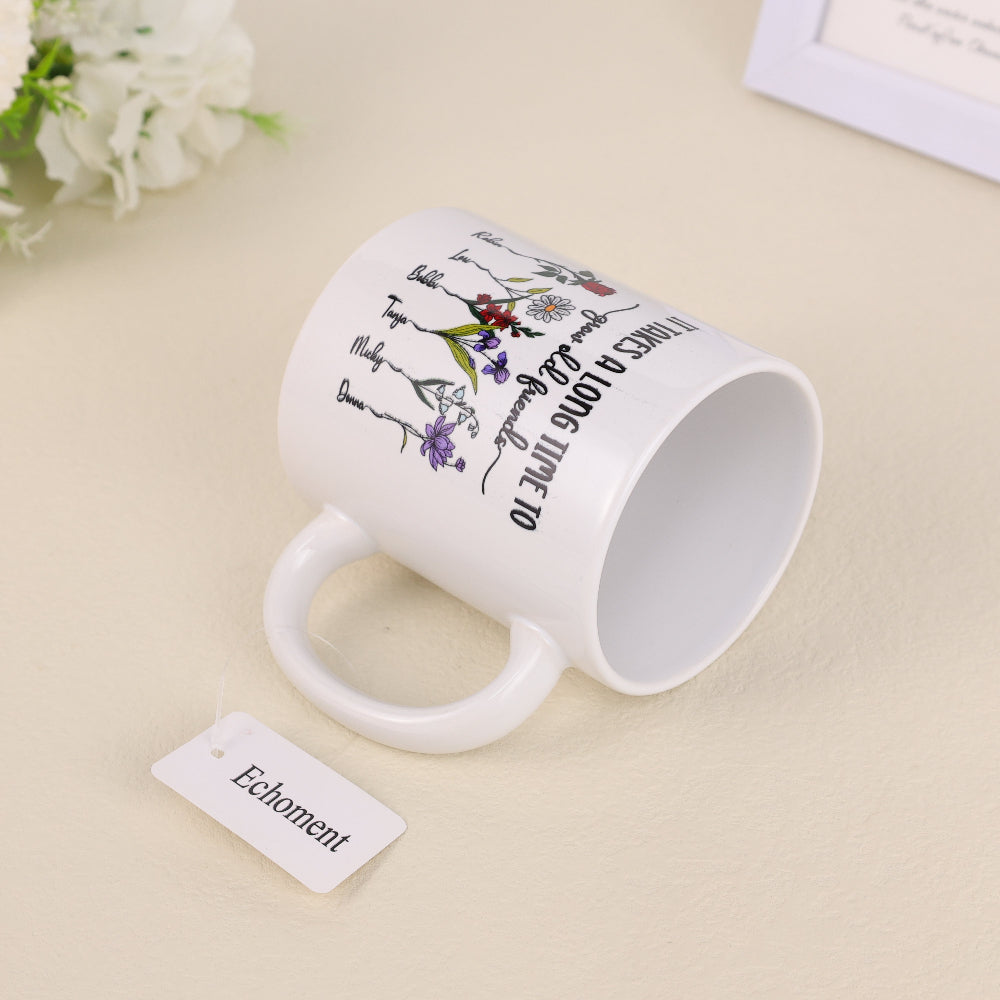 Echoment - Personalized Friendship Mug Birth Flower Custom Name Bestie Birthday Gift 11oz