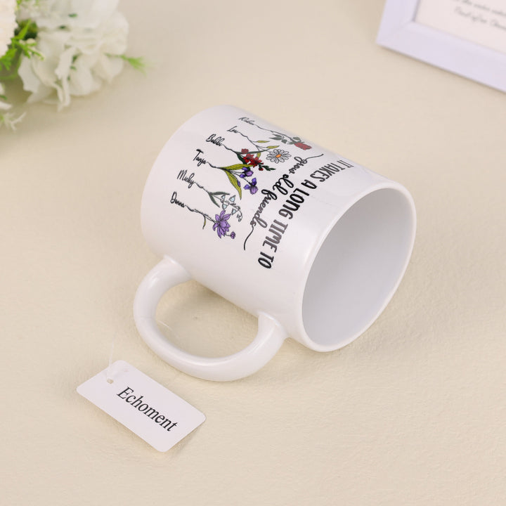 Echoment - Personalized Friendship Mug Birth Flower Custom Name Bestie Birthday Gift 11oz