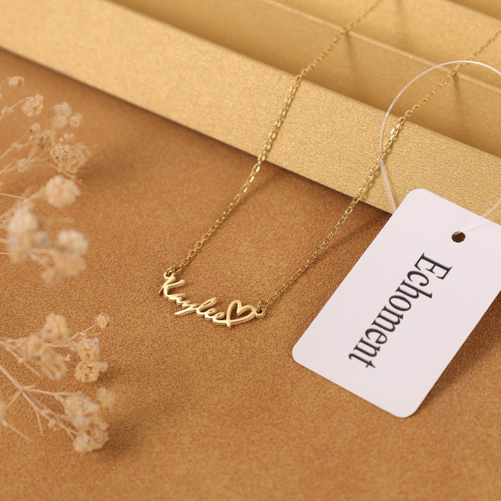 Echoment - Personalized Heart Name Necklace Dainty Jewelry Anniversary Birthday Gift for Women