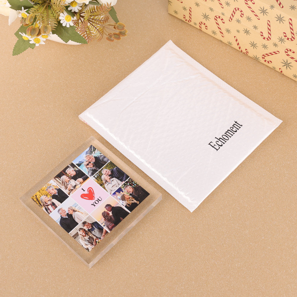 Echoment - Personalized "I Love You in Each Moment" 8 Photo Collage Acrylic Plaque Custom Couple Picture Keepsake Anniversary &amp; Valentine&