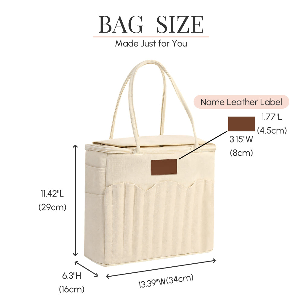 Personalized Canvas Knitting Project Bag Custom Initial Yarn Organizer Tote with Needle Holder Large Crochet Storage Bag Gift for Craft Lovers