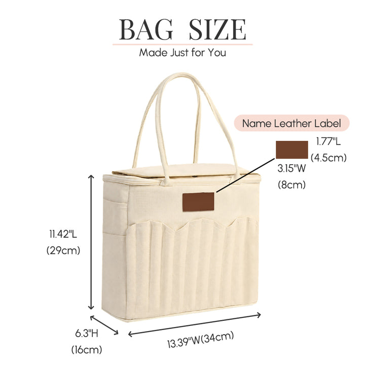 Personalized Canvas Knitting Project Bag Custom Initial Yarn Organizer Tote with Needle Holder Large Crochet Storage Bag Gift for Craft Lovers