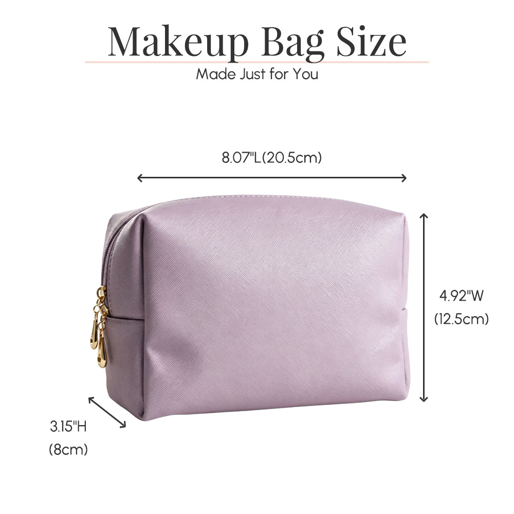 Personalized Pearl Effect Birth Flower Makeup Bag Custom Name Initial Monogram Cosmetic Mother&
