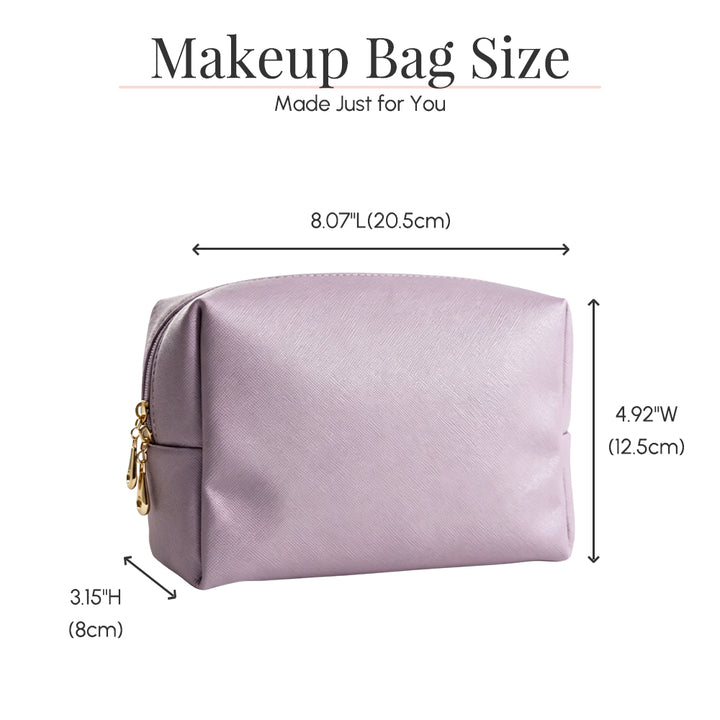 Personalized Pearl Effect Birth Flower Makeup Bag Custom Name Initial Monogram Cosmetic Mother&