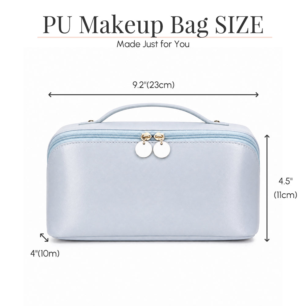 Personalized Embroidered Leather Makeup Bag Custom Name Cosmetic Bag Bridesmaid Proposal Gift Large Travel Toiletry Organizer Gift for Her