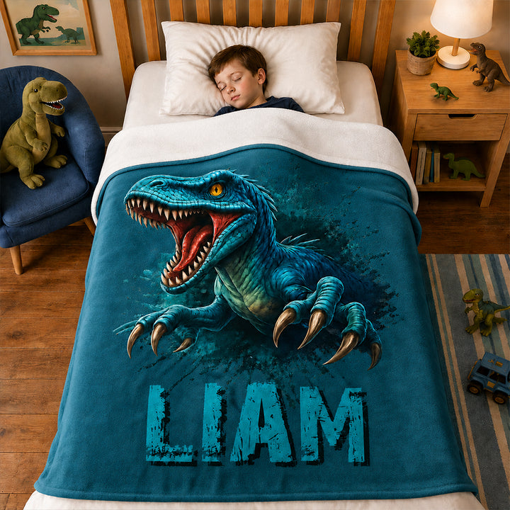 Personalized Dinosaur Blanket Custom Name Fleece  Blanket Unique Birthday Gifts For Kids Dinosaur Lover