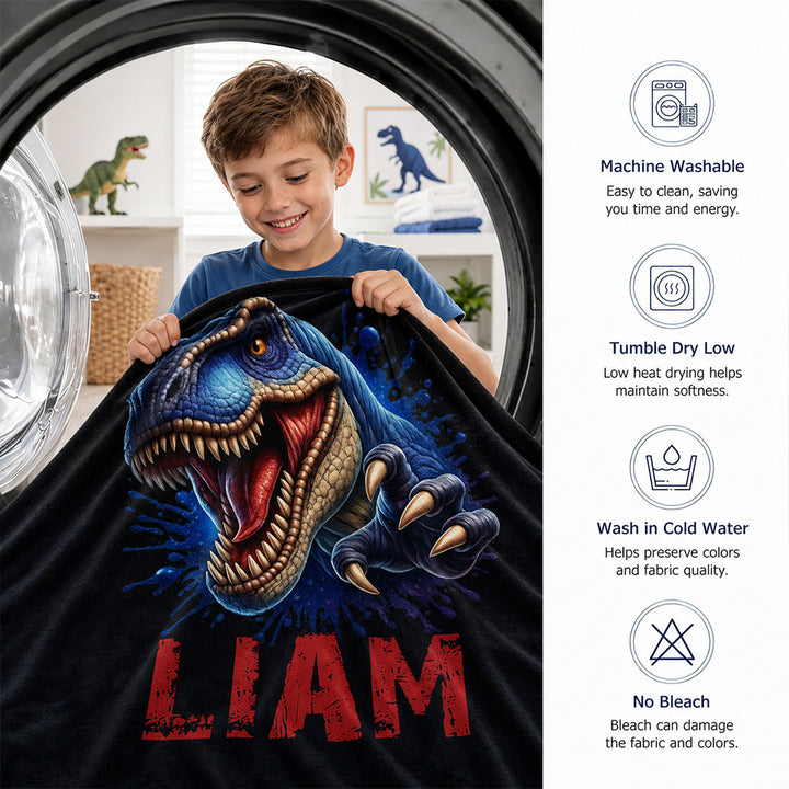 Personalized Dinosaur Blanket Custom Name Fleece  Blanket Unique Birthday Gifts For Kids Dinosaur Lover