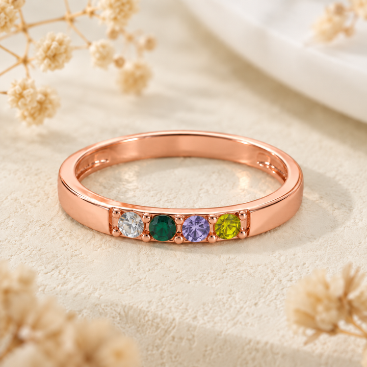 Personalized 1-10 Birthstones Ring Minimalist Jewelry Mother&