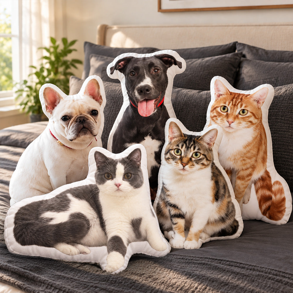 Personalized 3D Pet Shaped Pillow Custom Photo Cutout Cushion Dog and Cat Portrait Unique Pet Memorial Gift for Lovers
