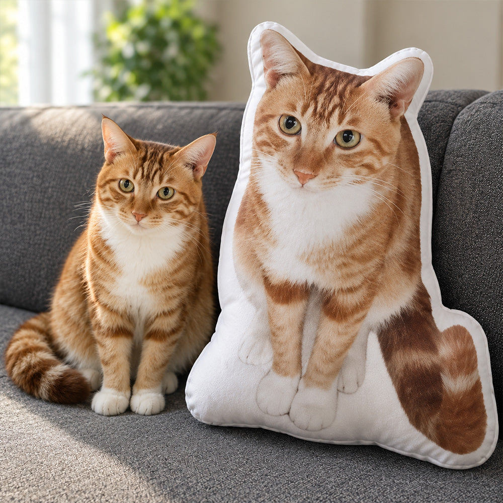 Personalized 3D Pet Shaped Pillow Custom Photo Cutout Cushion Dog and Cat Portrait Unique Pet Memorial Gift for Lovers
