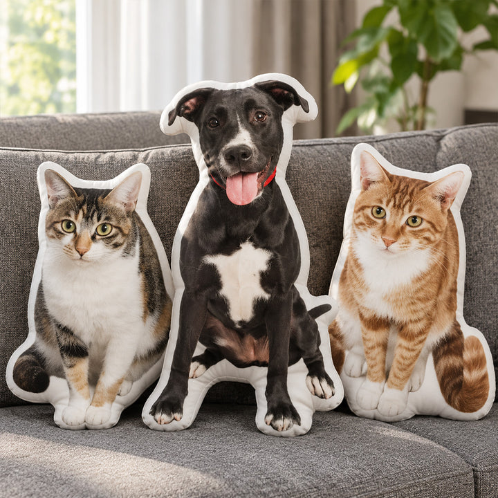 Personalized 3D Pet Shaped Pillow Custom Photo Cutout Cushion Dog and Cat Portrait Unique Pet Memorial Gift for Lovers