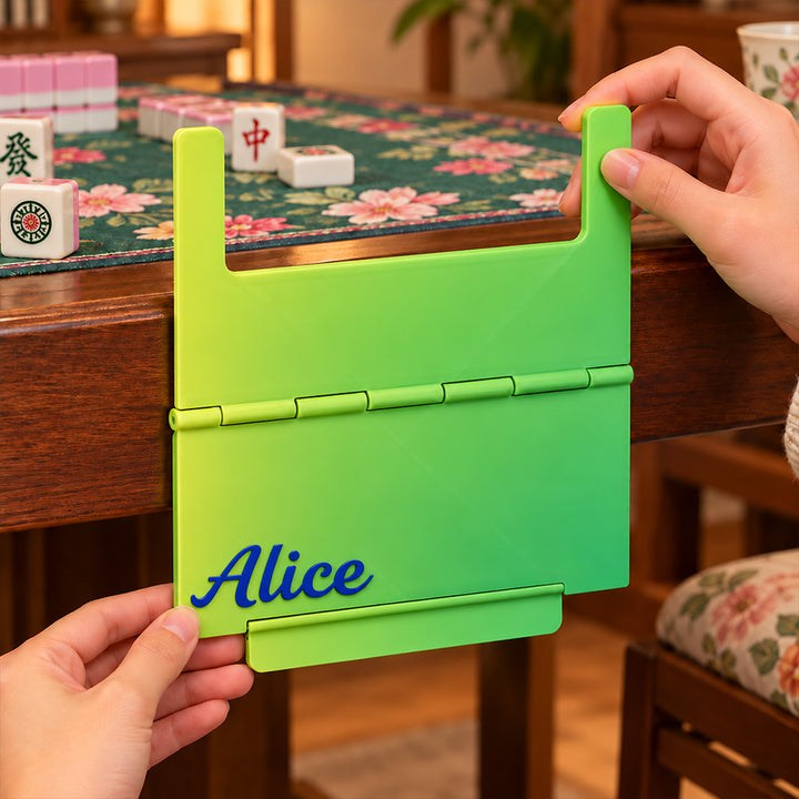 Personalized 3D Printed Mahjong Card Holder Custom Name Foldable Table Edge Stand for American Mahjong Cards Custom Mahjong Accessories Game Night Gift