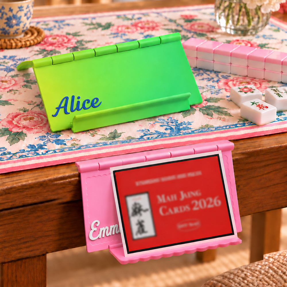 Personalized 3D Printed Mahjong Card Holder Custom Name Foldable Table Edge Stand for American Mahjong Cards Custom Mahjong Accessories Game Night Gift