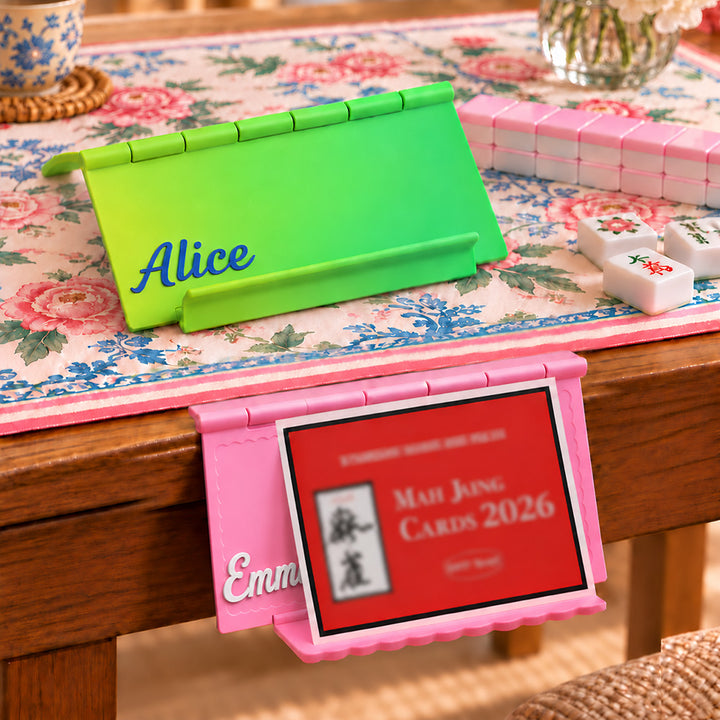 Personalized 3D Printed Mahjong Card Holder Custom Name Foldable Table Edge Stand for American Mahjong Cards Custom Mahjong Accessories Game Night Gift