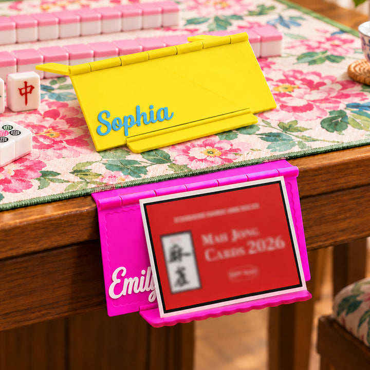 Personalized 3D Printed Mahjong Card Holder Custom Name Foldable Table Edge Stand for American Mahjong Cards Custom Mahjong Accessories Game Night Gift